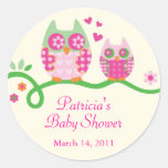 Autocollant de faveur de baby shower de hibou de m