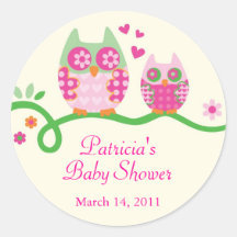 Autocollant de faveur de baby shower de hibou de m