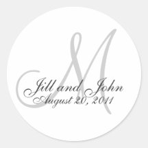 Autocollant de faveur de mariage de monogramme