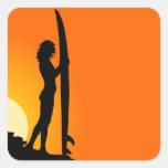 Autocollant de fille de surfer