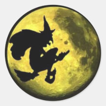 Autocollant de Halloween de sorcière de vol