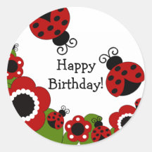 Autocollant de joyeux anniversaire de coccinelle