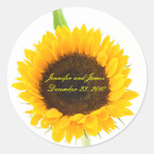 Autocollant de mariage de tournesol