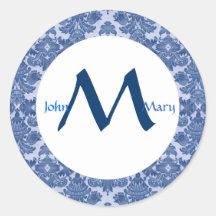 Autocollant de monogramme d'élégance de damassé