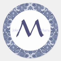 Autocollant de monogramme d'élégance de damassé