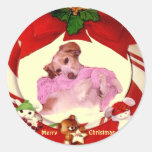 Autocollant de Noël de chiots