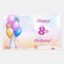 Autocollant de rectangle d'anniversaire de enfant