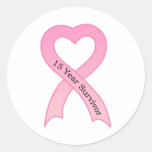 Autocollant de ruban de rose de survivant de 15 an
