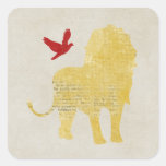 Autocollant de silhouette de lion et de colombe