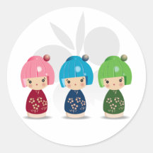Autocollant de triplets de Kokeshi