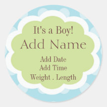 Autocollant doux de faire-part de naissance de béb