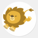 Autocollant enthousiaste mignon de lion de bande d autocollants