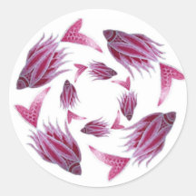 Autocollant entourant de poissons roses