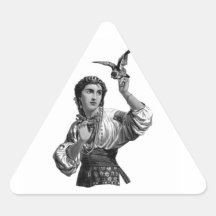 Autocollant exotique de femme et d'oiseau