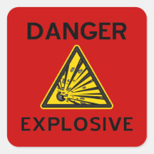 Autocollant explosif rouge de panneau d'avertissem