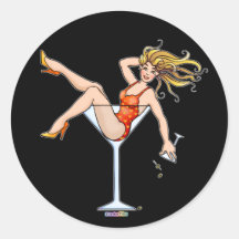 Autocollant - fille dans un verre de Martini, Oliv
