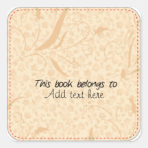 Autocollant floral crème d'ex-libris