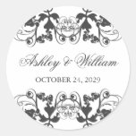 autocollant floral de mariage de charbon de bois d