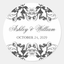 autocollant floral de mariage de charbon de bois d