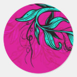 Autocollant floral rose/cyan lumineux