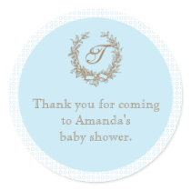 Autocollant français bleu de faveur de baby shower autocollants