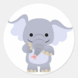 Autocollant heureux d'éléphant de bande dessinée autocollants