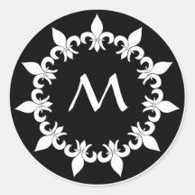 Autocollant initial de Fleur de Lis Ebony