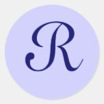 Autocollant initial décoré d'un monogramme de bleu