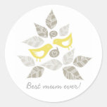 autocollant jaune du jour de mère d'oiseaux