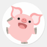 Autocollant joyeux de porc de bande dessinée autocollants