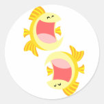Autocollant mignon de deux poissons de bande dessi autocollants