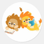 Autocollant mignon de lecteurs de lion de bande de