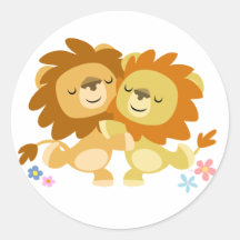 Autocollant mignon de tango de deux lions de bande