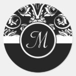 Autocollant noir de joint d'enveloppe de monogramm