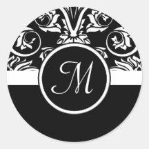 Autocollant noir de joint d'enveloppe de monogramm