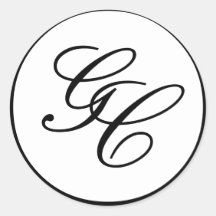 Autocollant noir et blanc de mariage de monogramme