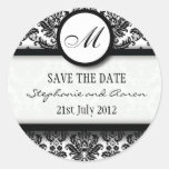 Autocollant noir et blanc de mariage de monogramme
