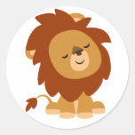 Autocollant paisible mignon de lion de bande dessi autocollants
