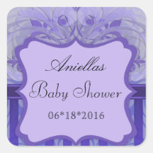 Autocollant pourpre de carré de baby shower de dam
