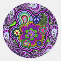 Autocollant pourpre psychédélique de Paisley