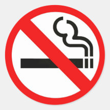 Autocollant rond avec le symbole non-fumeurs