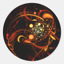 Autocollant rond d'art abstrait de battement de co
