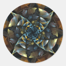 Autocollant rond d'art abstrait de soleil