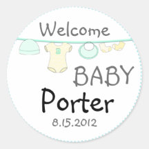 Autocollant rond de baby shower de surprise de gen