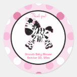 Autocollant rond de faveur de zèbre rose autocollants