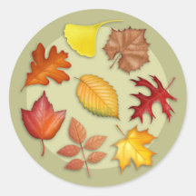 Autocollant rond de feuille d'automne