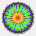 Autocollant rond de kaléidoscope de fleur