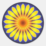 Autocollant rond de kaléidoscope de tournesol