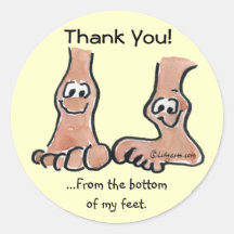 Autocollant rond de Merci de pieds de bande dessin