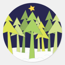 Autocollant rond de rétros de Noël vacances d'arbr